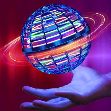 Imagem de Bola flutuante de bumerangue que volta a você brinquedos de bola voadora esfera espacial voando com luzes de LED esfera que sobe em qualquer lugar (azul)