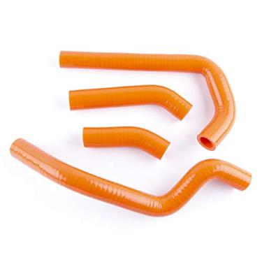 Imagem de LUXERAD Kit de tubo de mangueira de radiador de silicone de desempenho de 3 camadas 4,5 mm para KTM 450 525 XC 450XC 525XC (laranja)