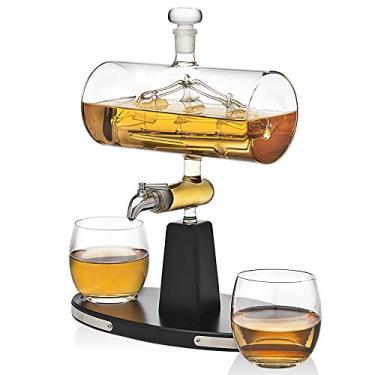 Imagem de Dispensador de decalque Godinger Whiskey com 2 copos de copo Whisky – para bebidas, Scotch, Bourbon, Vodka