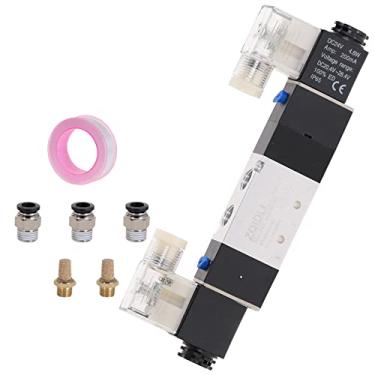 Imagem de 4V230-08C 5. Maneira 3 posição 1/4"válvula de solenóide pneumática DC12V DC24V AC110V AC220V W Condicionado Conector 4 6 8 10 12mm YYDFPIIA (Color : 4V230-08C w PC8, Specification : DC 24V)