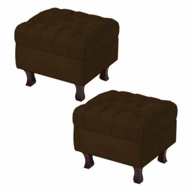 Imagem de 02 Puffs Banqueta Retrô Luis XV Capitonê Marrom