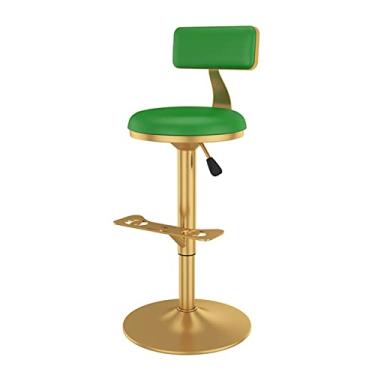 Imagem de Banco De Bar De Couro PU Dourado Com Cadeira Giratória De Altura Ajustável Traseira, Altura De Balcão, Assento Estofado Cromado Com Apoio Para Os Pés Para Café, Pub, Ilha De Cozinha (Color : Green)