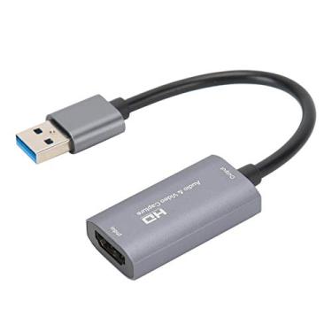 Imagem de Placa de captura HDMI para USB2.0, placa de captura de vídeo de alta definição de liga de alumínio 4K 1080P para gravação de áudio e vídeo cinza