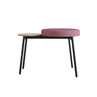 Imagem de Banco | Banqueta com Apoio Lateral Bock Linho Rosa e Preto