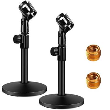 Imagem de InnoGear Suporte para microfone de mesa, suporte de microfone de mesa ajustável atualizado com clipe de microfone e macho de 1,5 cm para parafuso fêmea de 9,5 mm para Blue Yeti Snowball Spark e outros microfones, pacote com 2