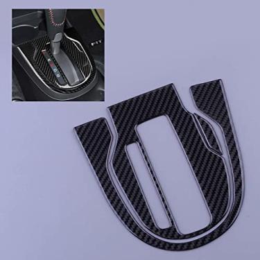 Imagem de MIVLA 3 pçs/conjunto adesivo de guarnição da tampa do painel de mudança de marcha do console dianteiro do carro, para Honda FIT JAZZ 2014-2018 fibra de carbono com volante à esquerda
