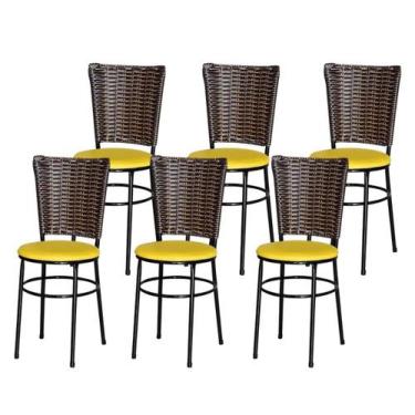 Imagem de Jogo 6 Cadeiras Para Cozinha Preta Hawai Cappuccino - Lamar Design