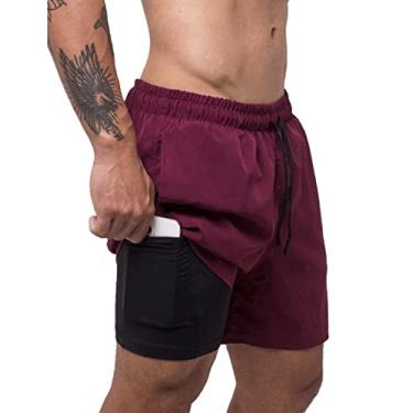 Imagem de Bermuda Masculina Corrida Treino Academia Musculação 2 em 1 Surty Athletic Code (Roxo, M)