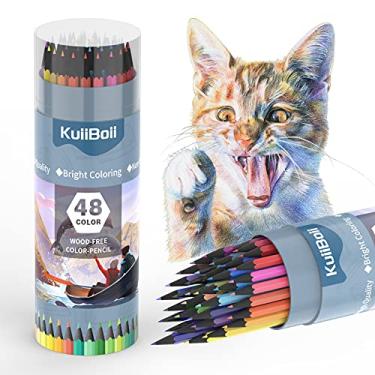 Imagem de KuiiBoii Lápis de cor com 48 cores, adequado para adultos, crianças e livros de colorir, material de artesanato artístico, desenho, lápis, desenho.