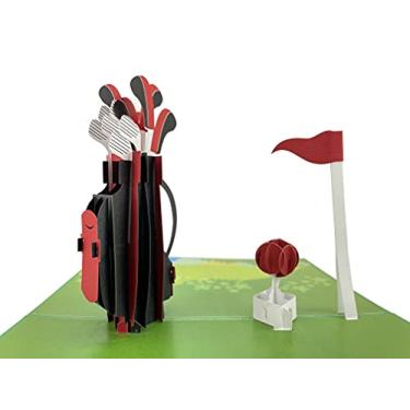 Imagem de Cartão pop up de golfe, cartão de aniversário, cartão de dia dos pais, cartão de aposentadoria, cartão de dia dos namorados para ele
