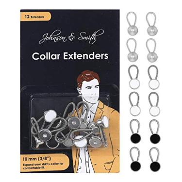 Imagem de Johnson & Smith Pacote misto de extensores de colarinho de metal – Extensor de pescoço elástico para expansão de 1/2 tamanho de camisas masculinas, pacote com 12, 9,5 cm