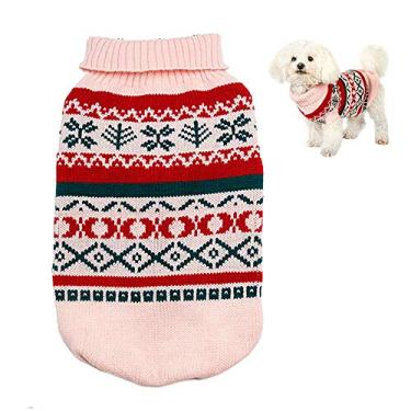 Imagem de Yajun Suéter de inverno para cães suéter quente de Natal tricotado roupas de gato fofo fantasia outono gato casaco filhote gatos roupa de sair, rosa, PP