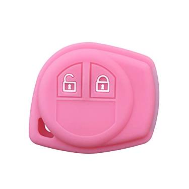 Imagem de YJADHU Capa de chave de carro de gel de sílica capa de chave para chaveiro alarme, apto para janela Suzuki Grand Liana Suzuki Sx4 Swift Vitara Amagatarai, rosa
