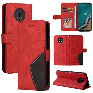 Imagem de Capa carteira para Nokia G50, compartimentos para cartão, capa de TPU à prova de choque de couro PU de luxo anexada à prova de choque capa flip com suporte para Nokia G50 (vermelho)
