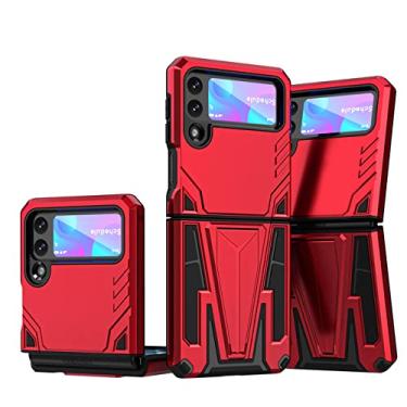 Imagem de Estojo dobrável magnético Kickstand para Samsung Galaxy Z Flip 3 Flip4 Flip 4 5G Flip3 Capa de bolsa de telefone com proteção contra quedas Funda Coque, vermelho, para galaxy Z flip 3
