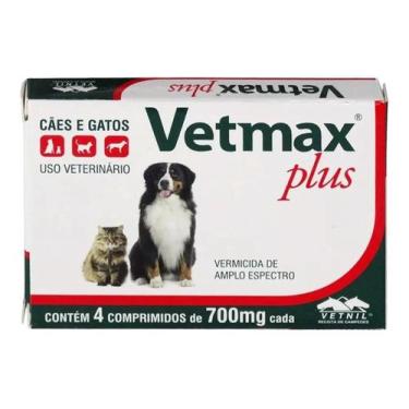 Imagem de Vermifugo Vetmax Plus Vetnil Para Cães E Gatos 700Mg - 4 Comprimidos