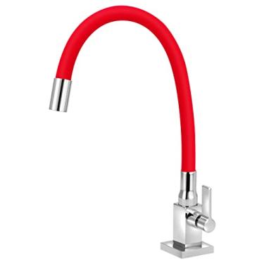 Imagem de Torneira Para Cozinha Quadrada Mesa Gourmet Colorido 1/4v. Cor:Vermelho