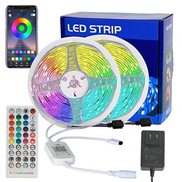Imagem de KUMQUAT Fita de LED RGB de 10 metros com faixa de luz LED que muda de cor, fita de LED Bluetooth flexível para casa, cozinha, quarto, TV, bar, festa