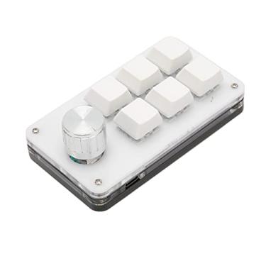 Imagem de VINGVO Teclado programável, teclado mecânico com uma mão Plug and Play, prático universal, 6 teclas, portátil para jogos e escritório (branco)