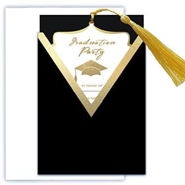 Imagem de AMINORD Graduation Invitations 2025 - Class of 2025 Graduation Party Supplies - Pacote com 12 cartões de convites de festa de formatura com envelopes