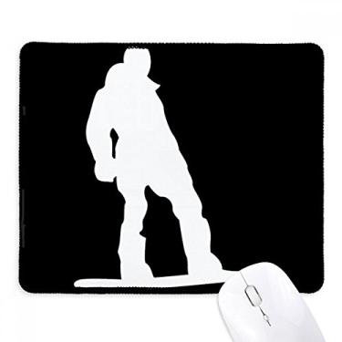 Imagem de Skateboarding Sport Black Outline Pattern Mousepad com borda costurada Tapete de borracha para jogos