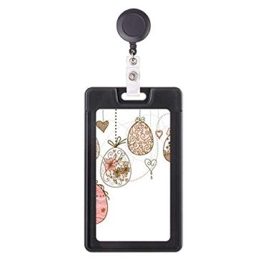 Imagem de Capa retrátil para cartão de carretel de crachá de ovo colorido para pendurar na Páscoa Religion Cute Pink