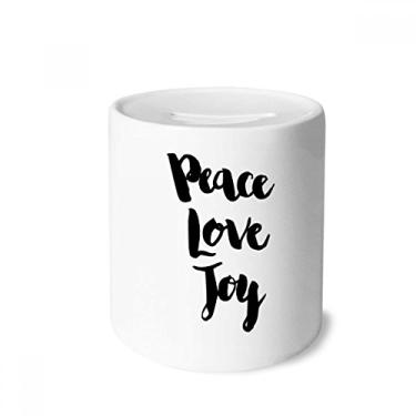 Imagem de DIYthinker Caixa de moedas de cerâmica com citação Peace Love Joy feita à mão para guardar dinheiro, para crianças e adultos