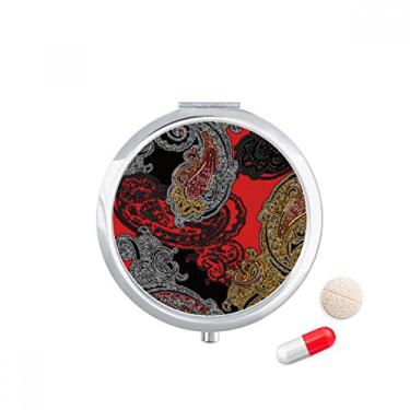 Imagem de Caixa de armazenamento de remédios com estampa de nuvens abstratas e flores amarelas vermelhas