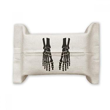 Imagem de Bolsa de linho de algodão com estampa preta de osso de esqueleto para pés humanos