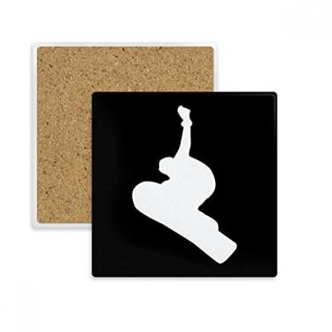 Imagem de Skateboarding Sport Black Jumping Outline Square Coaster Cup Mat Suporte Subplate Pedra isolante