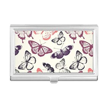 Imagem de Borboleta em fundo rosa pálido porta-cartões de visita, caixa de bolso