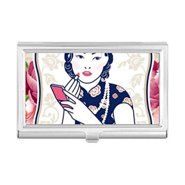 Imagem de Carteira de bolso feminina rosa com porta-cartões da cultura chinesa