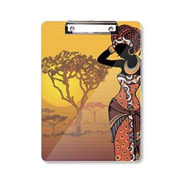 Imagem de African Savanna Vestidos femininos pretos prancheta pasta, bloco de escrita A4