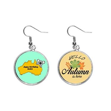 Imagem de Brinco de folha de outono com texto de dialeto australiano