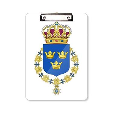 Imagem de Suécia Europa Emblema Nacional Prancheta Pasta Bloco de Escrita Placa de Apoio A4