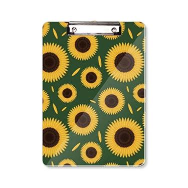 Imagem de Padrão de plantas, pétalas de girassol, prancheta, pasta, bloco de notas A4