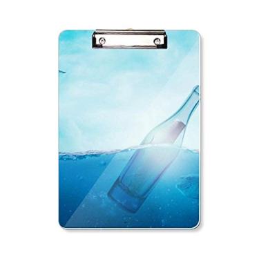 Imagem de Garrafa de vidro oceano ciência natureza prancheta pasta bloco de escrita placa de suporte A4