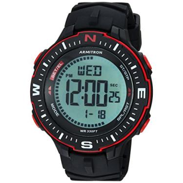Imagem de Armitron Sport Relógio masculino 40/8391BRD com cronógrafo digital vermelho acentuado e pulseira de silicone preta