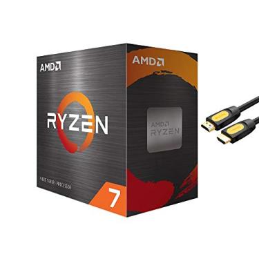 Imagem de AMD-Ryzen 7 5800X 4 Gen 8-core de processadores para desktop sem Refrigerador, 16 Threads desbloqueado, 3,8 GHz até 4,7 GHz, socket AM4, Zen 3 Arquitetura central, StoreMI Tecnologia / Mytrix HDMI Cable w