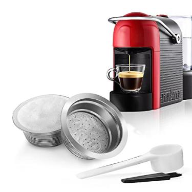 Imagem de Chusui Benfuchen Cápsulas de café recarregáveis reutilizáveis em aço inoxidável compatíveis com LAVAZZA A MODO MIO Filtro de copo de café com folha de alumínio 60pcs CX