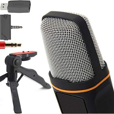 Imagem de ZaxSound Microfone condensador cardioide profissional com suporte de tripé para PC, laptop, iPhone, iPad, telefones Android, tablets, Xbox e gravação do YouTube, preto