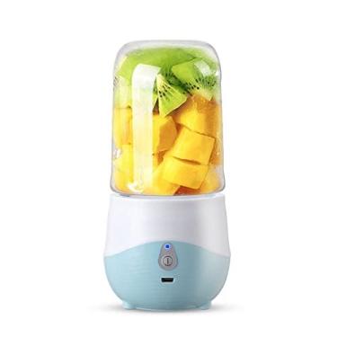 Imagem de Mini Liquidificador Garrafa Mixer Silencioso Portátil Shake Suco Coqueteleira Copo Mini Recarregável Usb Elétrico Alimentos Frutas USB 300ml (Azul)
