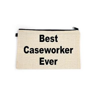 Imagem de Bolsa de maquiagem caseworker, presente para assistente de casos, melhor assistente de casos, bolsa de higiene pessoal, para ela, bolsa de maquiagem para mulheres, bolsa de , Branco
