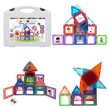 Imagem de Bloco Magnético Magforma caixa de música 35 peças jogo magnético educativo