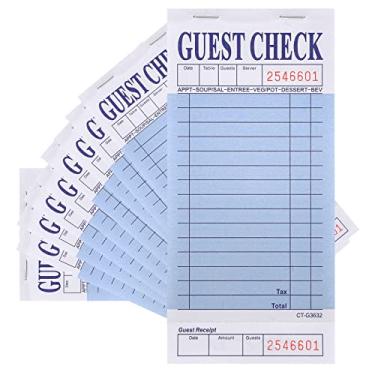 Imagem de Almofadas de verificação para convidados (pacote com 10) Almofadas de observação para servidor - Total de 500 cheques para convidados - 1 parte de blocos de verificação de convidado em papel azul com recibo de convidados - almofadas de seleção para servidores, hotéis, lounges, cafés, pedidos de rest
