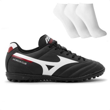 Imagem de Chuteira Society Mizuno Morelia Club As Masculina + 3 Pares de Meias Preto  masculino
