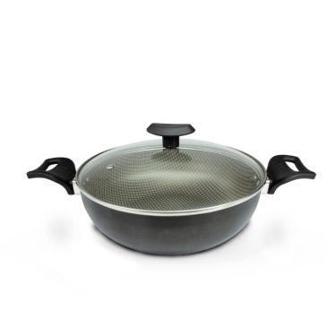 Imagem de Panela Frigideira Caçarola Tampa de Vidro WOK 24 cm Antiaderente Alumínio - Classy