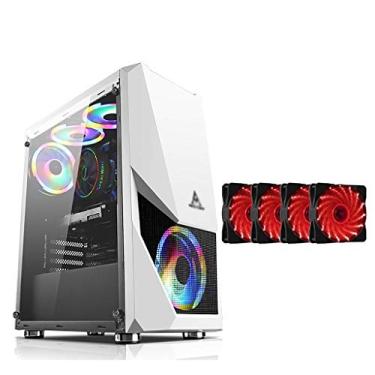 Imagem de Gabinete Gamer ATX Case, Mid-Tower PC Gaming Case ATX/M-ATX/ITX - Front I/O USB 3.0 Port - Fully Transparent Side Panels - With Red Fan (Style : 4 fan)