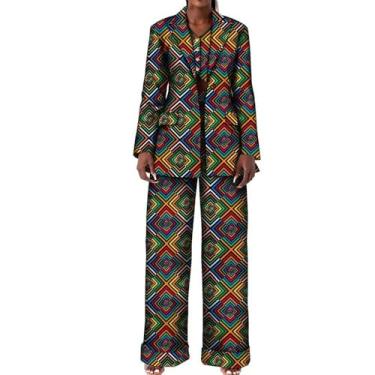 Imagem de Ternos africanos para mulheres, blazer com estampa africana, casaco e calça comprida, T4, Large