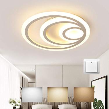 Imagem de Luminária de teto LED Luminária de teto moderna em acrílico Luminária de teto redonda Lustre para sala de estar Quarto/sala de jantar/iluminação do corredor, luz tricolor, 40 cm
